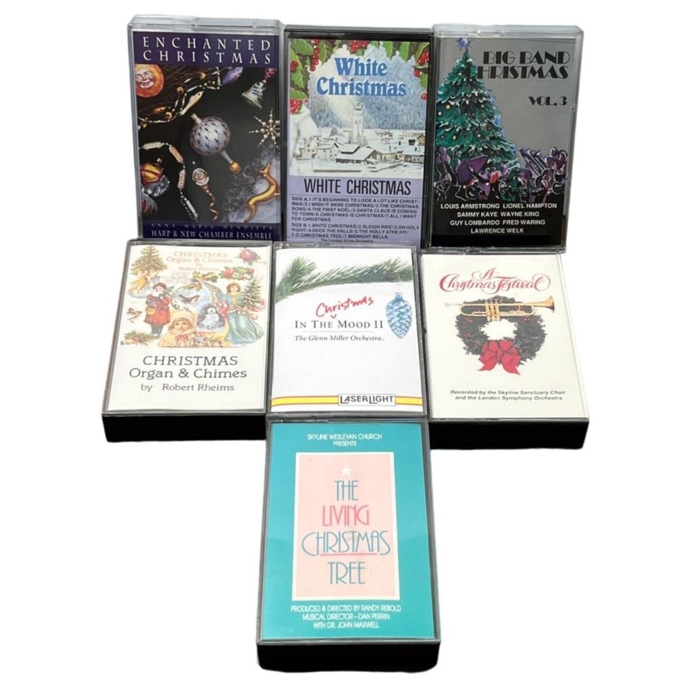 Vintage Christmas Cassette Tapes Lot of 7 Organ & Chimes Big Band Festival